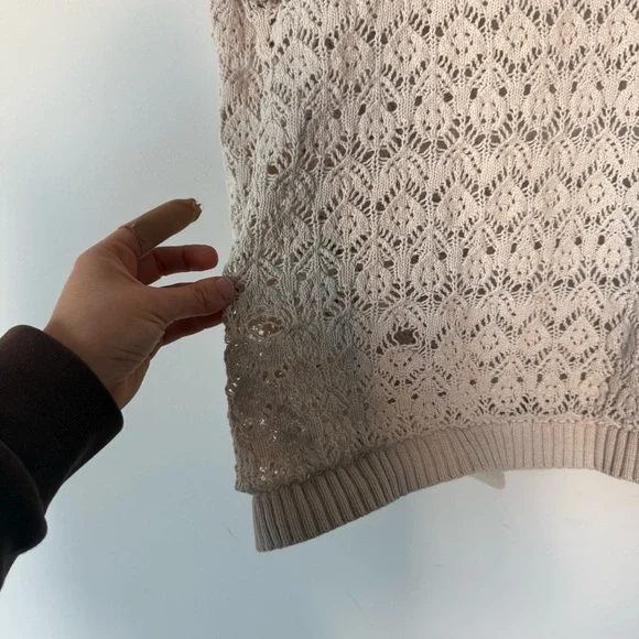 3/$20⚡️ Croft & Barrow Cream Knit Short Sleeve Cardigan Festival Boho Bohemian - Picture 13 of 15